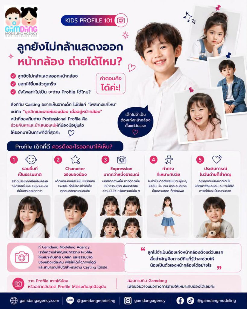 เด็กถ่ายโปรไฟล์กับ Gamdang Modeling แม้ยังไม่กล้าแสดงออกหน้ากล้อง